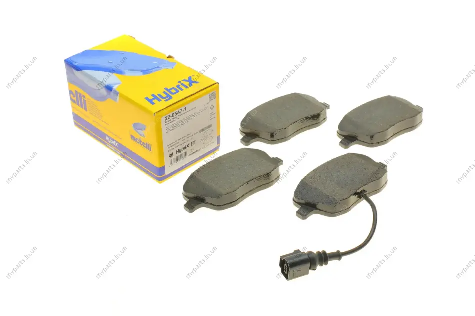 Колодки гальмівні (передні) Seat Ibiza/VW Polo 01-09/Skoda Fabia 99-14/Roomster 06-15 (+датчик) METELLI Metelli 22-0547-1 (фото 1)