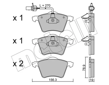Колодки гальмівні (передні) Ford Galaxy 92-06/Seat Alhambra/VW Sharan 95-10 (+ датчики) METELLI Metelli 22-0550-0