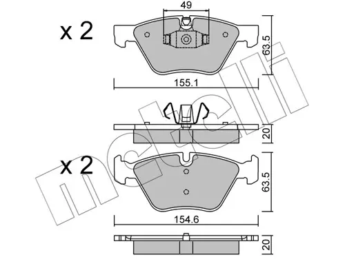 Колодки гальмівні (передні) BMW 1 (E81/E87) 04-12/3 (E90-E93) 05-13/X1 (E84) 11-15 METELLI Metelli 22-0557-5 (фото 1)
