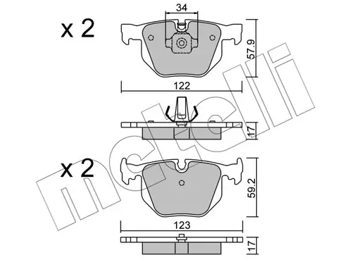 Колодки гальмівні (задні) BMW 7 (E65/E66/E67) 01-08 METELLI Metelli 22-0561-0 (фото 1)