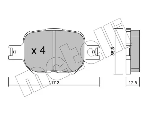 Колодки гальмівні (передні) Toyota Corolla 01-07/Matrix 02-04/Celica 99-05 METELLI Metelli 22-0614-0 (фото 1)