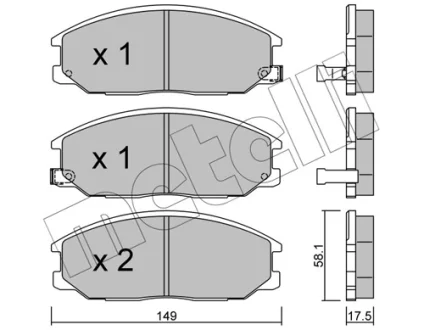 Колодки гальмівні (передні) Hyundai Santa Fe 01-06/Ssangyong Actyon/Kyron/Rexton 05- METELLI Metelli 22-0632-0