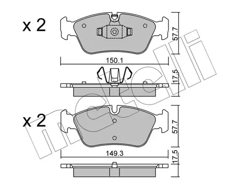 Колодки гальмівні (передні) BMW 1 (E87)/ 3 (E90) 04-11 METELLI Metelli 22-0640-0 (фото 1)