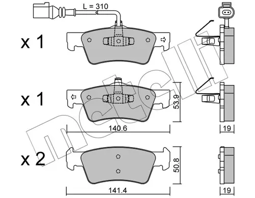 Колодки гальмівні (задні) VW T5/Multivan V 03-15 (+датчик) METELLI Metelli 22-0661-1 (фото 1)