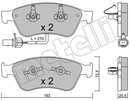 Колодки гальмівні (передні) Audi A6 06-11/A8 02-10/VW Phaeton 02-16 (+датчики) METELLI Metelli 22-0662-0 (фото 1)
