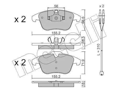 Колодки гальмівні (передні) Citroen C5/Peugeot 508 08- (з датчиками) METELLI Metelli 22-0675-5K (фото 1)