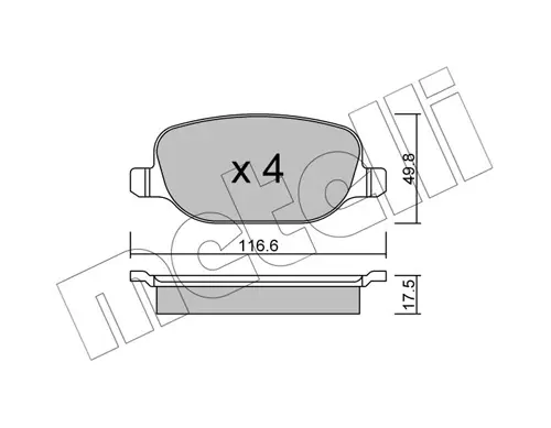 Колодки гальмівні (задні) Alfa Romeo 159/Brera/Spider/Lancia Thesis 02-12 METELLI Metelli 22-0704-0 (фото 1)