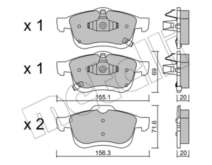 Колодки гальмівні (передні) Fiat 500L 13- METELLI Metelli 22-0824-2