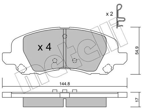 Колодки гальмівні (передні) Dodge Avenger/Caliber/Jeep Compass/Patriot/Lancia Flavia 06- METELLI Metelli 22-0861-0 (фото 1)