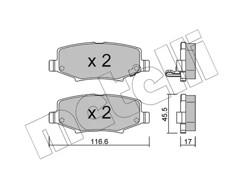 Колодки гальмівні (задні) Jeep Cherokee 08-/Compass 06-/Wrangler 07-/Dodge Nitro 06-12 METELLI Metelli 22-0863-0 (фото 1)