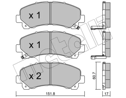 Колодки гальмівні (передні) Isuzu D-Max 2.5-3.0 DiTD/CRDi 02- METELLI Metelli 22-0902-0