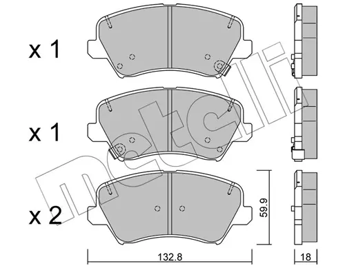 Колодки гальмівні (передні) Hyundai Elantra/ i30/Veloster 11-/Kia Cee\'d/Cerato 12-/Soul 09- METELLI Metelli 22-0944-0 (фото 1)