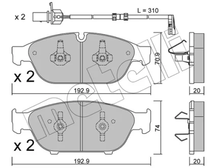 Колодки гальмівні (передні) Audi A6/A7/A8 10- (з датчиком) METELLI Metelli 22-0953-0K