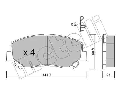 Колодки гальмівні (передні) Jeep Cherokee 2.0-2.2 CRD/3.2 13- METELLI Metelli 22-0969-1