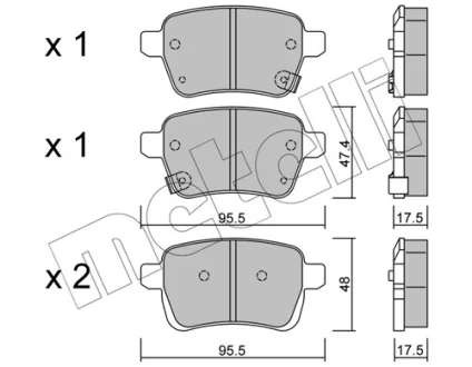 Колодки гальмівні (задні) Fiat 500L 13-/Tipo 15-/Corsa E 14- METELLI Metelli 22-1012-0