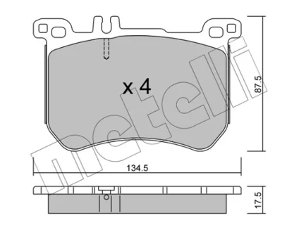 Колодки гальмівні (передні) MB S-class (W222,V222,X222)/SL-class (R231) 12- METELLI Metelli 22-1021-0