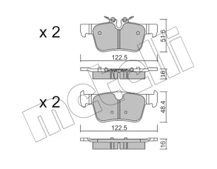 Колодки гальмівні (задні) Volvo S60 III/S90 II/ V60 II/ XC60 II 16- METELLI Metelli 22-1121-0