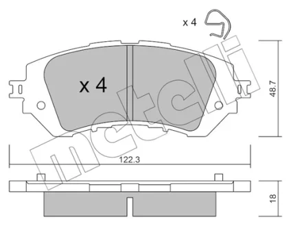 Колодки гальмівні (передні) Toyota Yaris 13- (Akebono) METELLI Metelli 22-1219-0