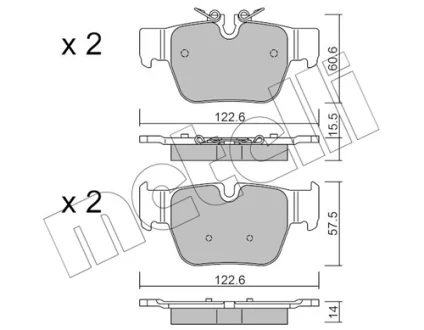 Колодки гальмівні (задні) BMW 1 (F40) 19-/2 (F44) 19-/X2 (F39) 17-/Mini Clubman/Countryman 19- METELLI Metelli 22-1267-0
