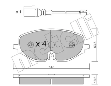 Колодки гальмівні (передні) Audi A3/Skoda Octavia/Seat Leon/VW Golf VIII 19-/Caddy 20- (+датчики) METELLI Metelli 22-1280-0