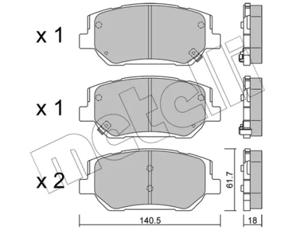 Колодки гальмівні (передні) Hyundai Santa Fe 18- (+ датчики) METELLI Metelli 22-1297-0