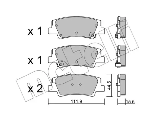 Колодки гальмівні (задні) Hyundai Tucson 20-/Kia Niro 22- (+ датчики) METELLI Metelli 22-1299-0 (фото 1)