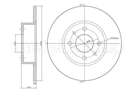 Диск гальмівний (задній) Alfa Romeo 164 87-98/Fiat Bravo/Stilo 01-14 (251x10) METELLI Metelli 23-0193C