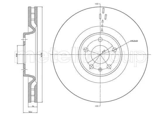 Диск гальмівний (передній) Audi A6/A7 Sportback 10- (356х34) METELLI Metelli 23-1085C (фото 1)