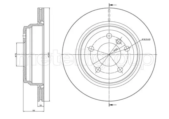 Диск гальмівний (задній) BMW 3 (F30/F31/F34)/4 (F32/F36) 12- (300x20) METELLI Metelli 23-1453C (фото 1)