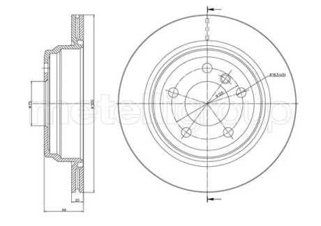 Диск гальмівний (задній) BMW 3 (F30/F31/F34)/4 (F32/F36) 12- (300x20) METELLI Metelli 23-1453C