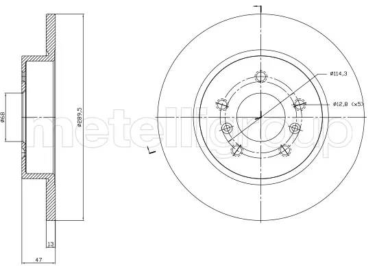 Диск гальмівний (задній) Nissan Qashqai II/ Renault Kadjar 13- (290x13) METELLI Metelli 23-1763C (фото 1)