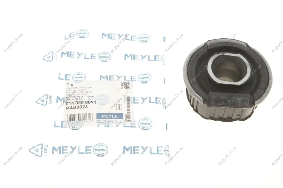 Сайлентблок балки (задньої/спереду) MB A-class (W168) 97-04 014 035 0091 MEYLE 014-035-0091 (фото 1)
