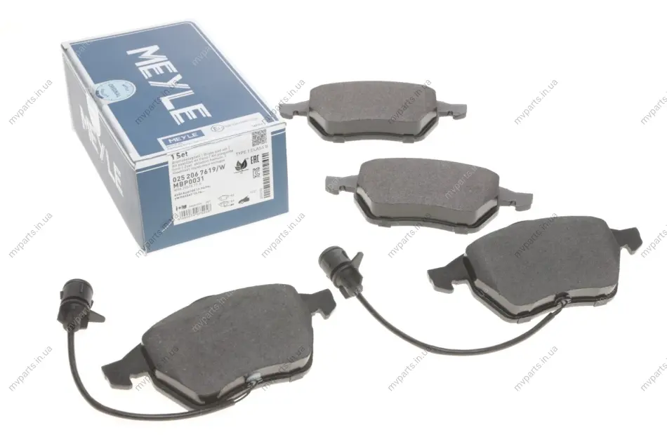 Колодки гальмівні (передні) Audi 100 91-94/A6 94-97 (з датчиками) 025 206 7619/W MEYLE 025-206-7619-W (фото 1)