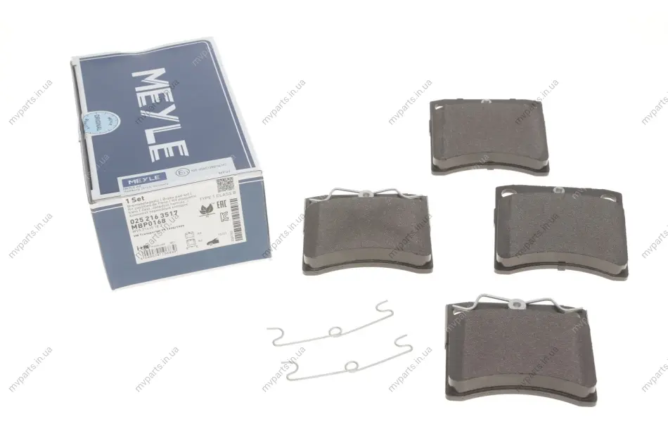 Колодки гальмівні (передні) VW T4 1.9-2.5D 90-95 R15 025 216 3517 MEYLE 025-216-3517 (фото 1)