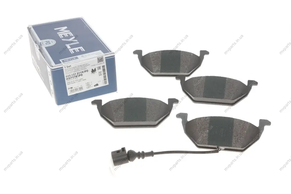 Колодки гальмівні (передні) VW Caddy 04- (з датчиком) Platinum 025 231 3119/PD MEYLE 025-231-3119-PD (фото 1)