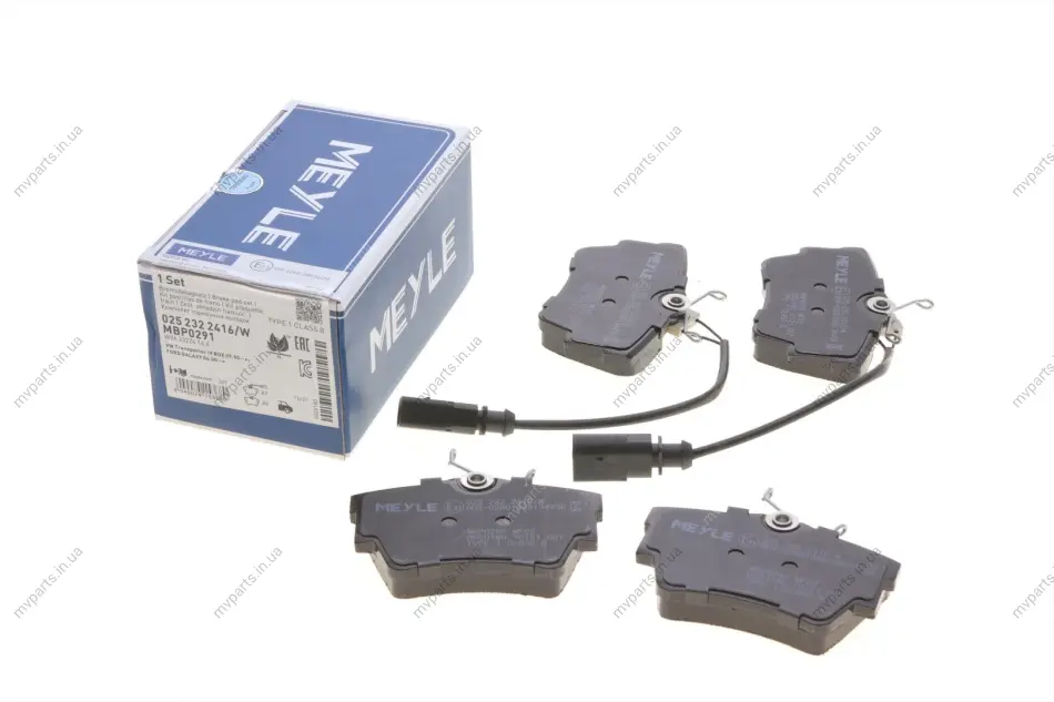 Колодки гальмівні (задні) VW T4 1.8-2.8 90-03 (з датчиком) 025 232 2416/W MEYLE 025-232-2416-W (фото 1)