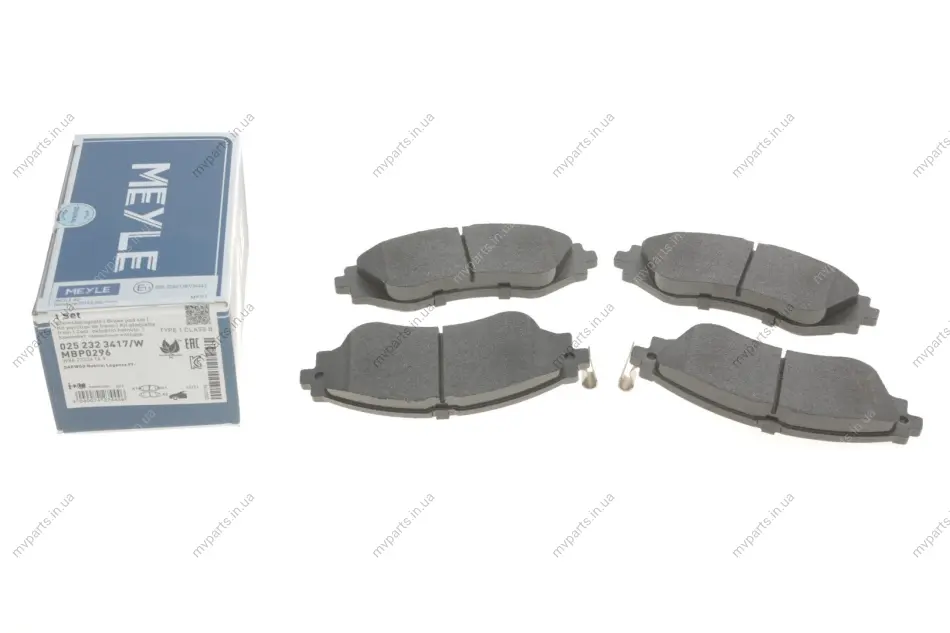 Колодки гальмівні (передні) Daewoo Lanos/ Nubira 1.6-2.2 97- (Akebono) 025 232 3417/W MEYLE 025-232-3417-W (фото 1)