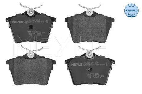 Колодки гальмівні (задні) Citroen C5 08-/Peugeot 407 04-/607 00-11 025 241 3517 MEYLE 025-241-3517