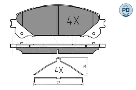 Колодки гальмівні (передні) Lexus RX 08-/Toyota Rav 4 12- 025 244 5218/PD MEYLE 025-244-5218-PD