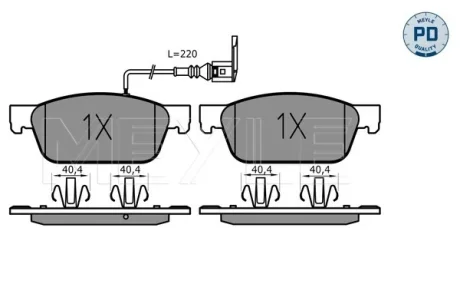 Колодки гальмівні (передні) VW T5 03-/T6 15- (з датчиком) 025 246 2318/PD MEYLE 025-246-2318-PD