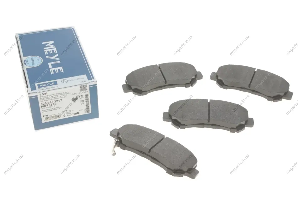 Колодки гальмівні (передні) Nissan Qashqai/X-Trail 07- (Akebono) 025 246 3217 MEYLE 025-246-3217 (фото 1)