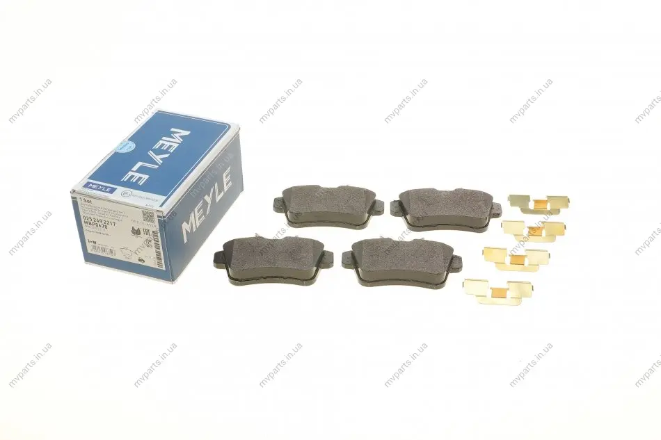 Колодки гальмівні (задні) Citroen C4 09-/DS4/DS5 11-15/Peugeot 308/508/3008/5008 09-18 025 249 2217 MEYLE 025-249-2217 (фото 1)