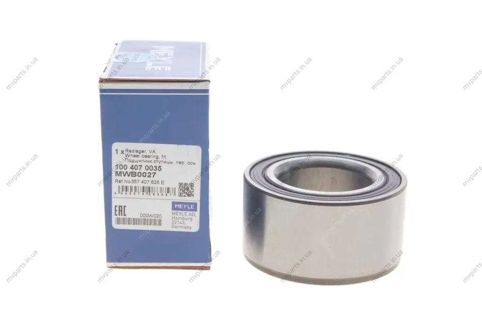 Підшипник маточини (передньої) VW Caddy 1.9TDI 95-04 (40x72x37) 100 407 0035 MEYLE 100-407-0035 (фото 1)
