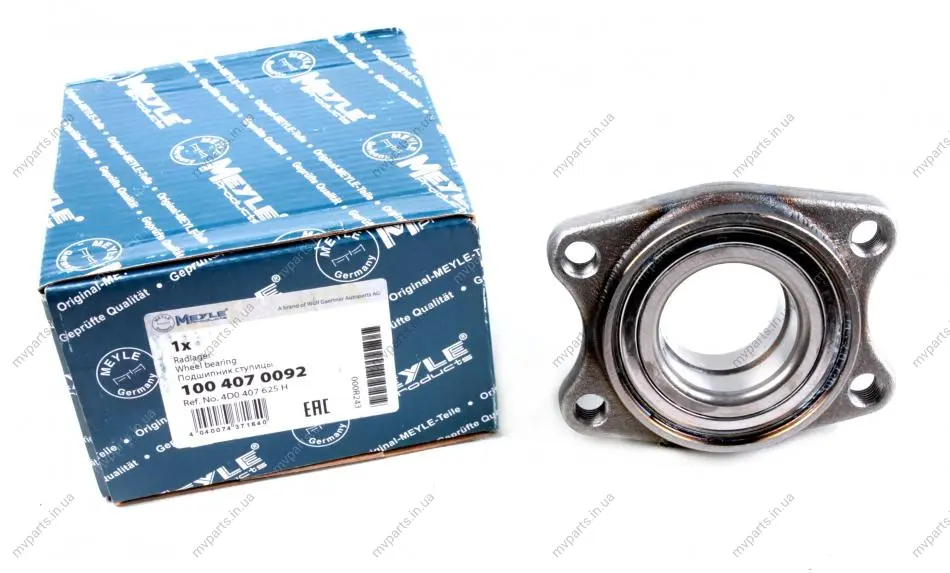 Підшипник маточини (передньої) Audi A4/A6/A8 Quattro 98- 100 407 0092 MEYLE 100-407-0092 (фото 1)