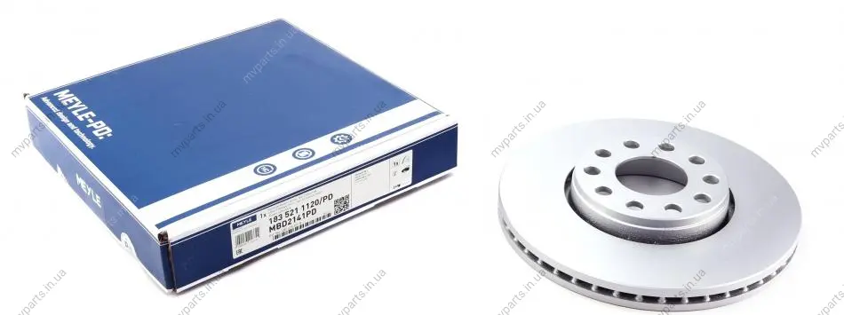 Диск гальмівний (передній) Audi 100/A4/A6/Skoda SuperB I/VW Passat (288x25) 1.6-3.0 90-13 183 521 1120/PD MEYLE 183-521-1120-PD (фото 1)