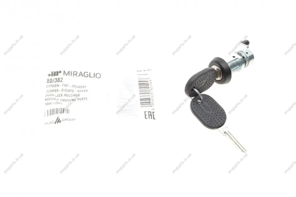 Сердцевина замка дверей (передніх/задніх/R) Fiat Ducato/Citroen Jumper 94-02 80/382 MIRAGLIO 80-382 (фото 1)