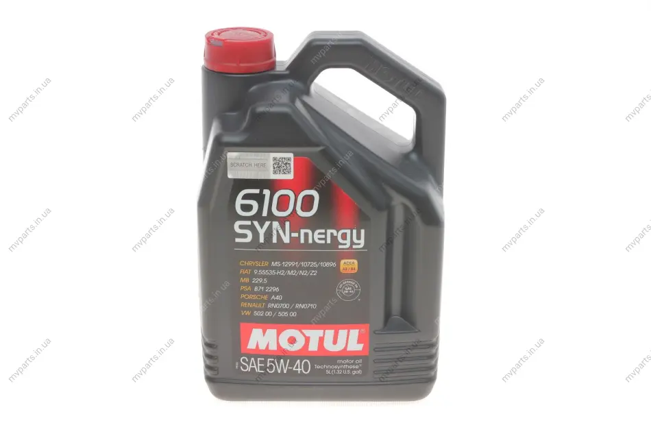 Олива 5W40 Syn-nergy 6100 (5L) (MB 229.5/VW 502 00/505 00/LL-01/RN0710/RN0700) (107979) заміна на 368451 MOTUL 368351 (фото 1)