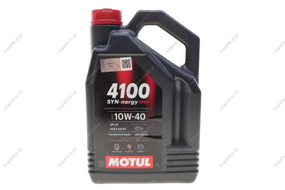 Олива 10W40 4100 Syn-nergy Spec (4L) (MB 229.3/RN0710/RN0700/PSA B71 2300/VW 501 01/VW505 00) (112891) MOTUL 387707 (фото 1)