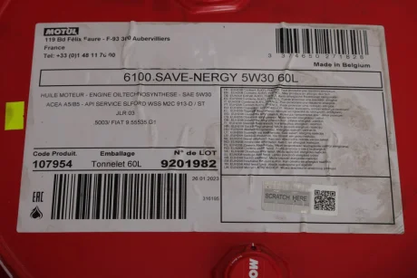 Олива 5W30 SAVE-nergy 6100 (60L) (WSS M2C 913D/STJLR.03.5003/9.55535-G1) заміна на 812561 MOTUL 812461