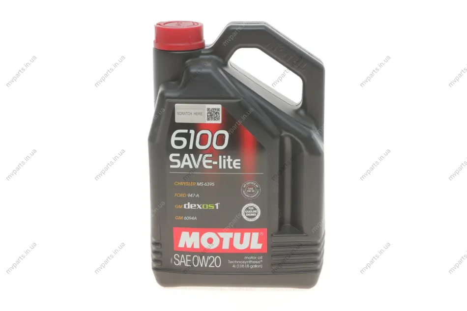 Олива 0W20 SAVE-lite SAE 6100 (4L) (dexos1/Ford 947-A) 108004 заміна на 842050 MOTUL 841250 (фото 1)